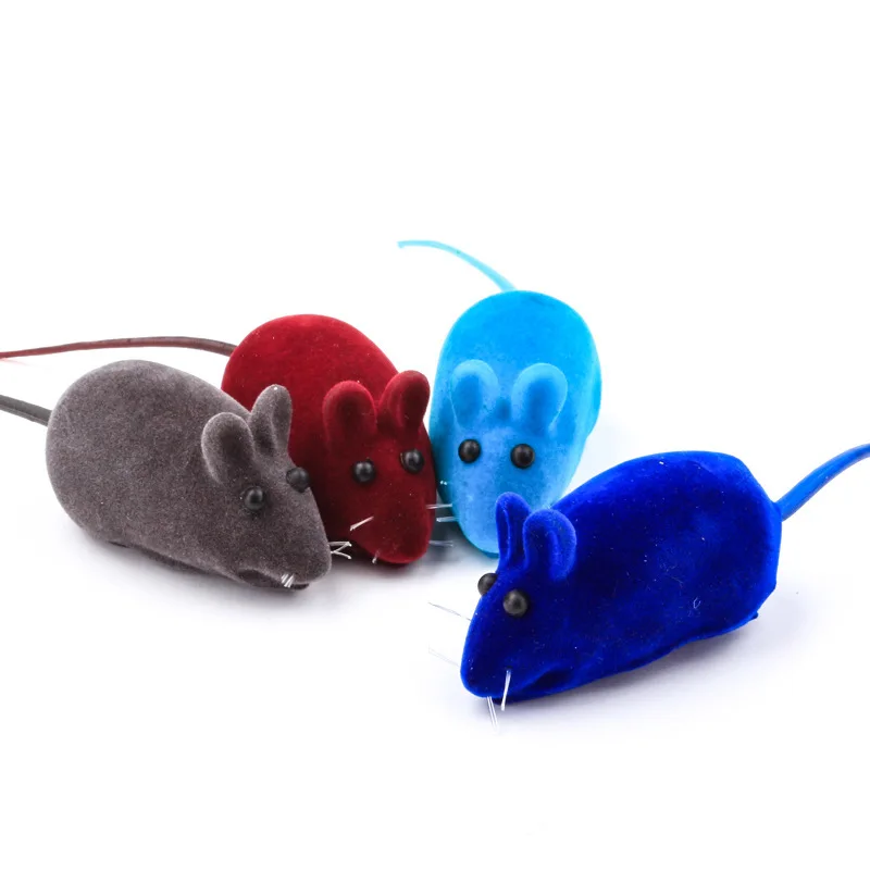 Flocking Mouse Funny Cat Toys Sound Plush Rubber Vinyl Mouse Pet Cat Cat Realistic Sound Toys Cat Supplies Random Colors