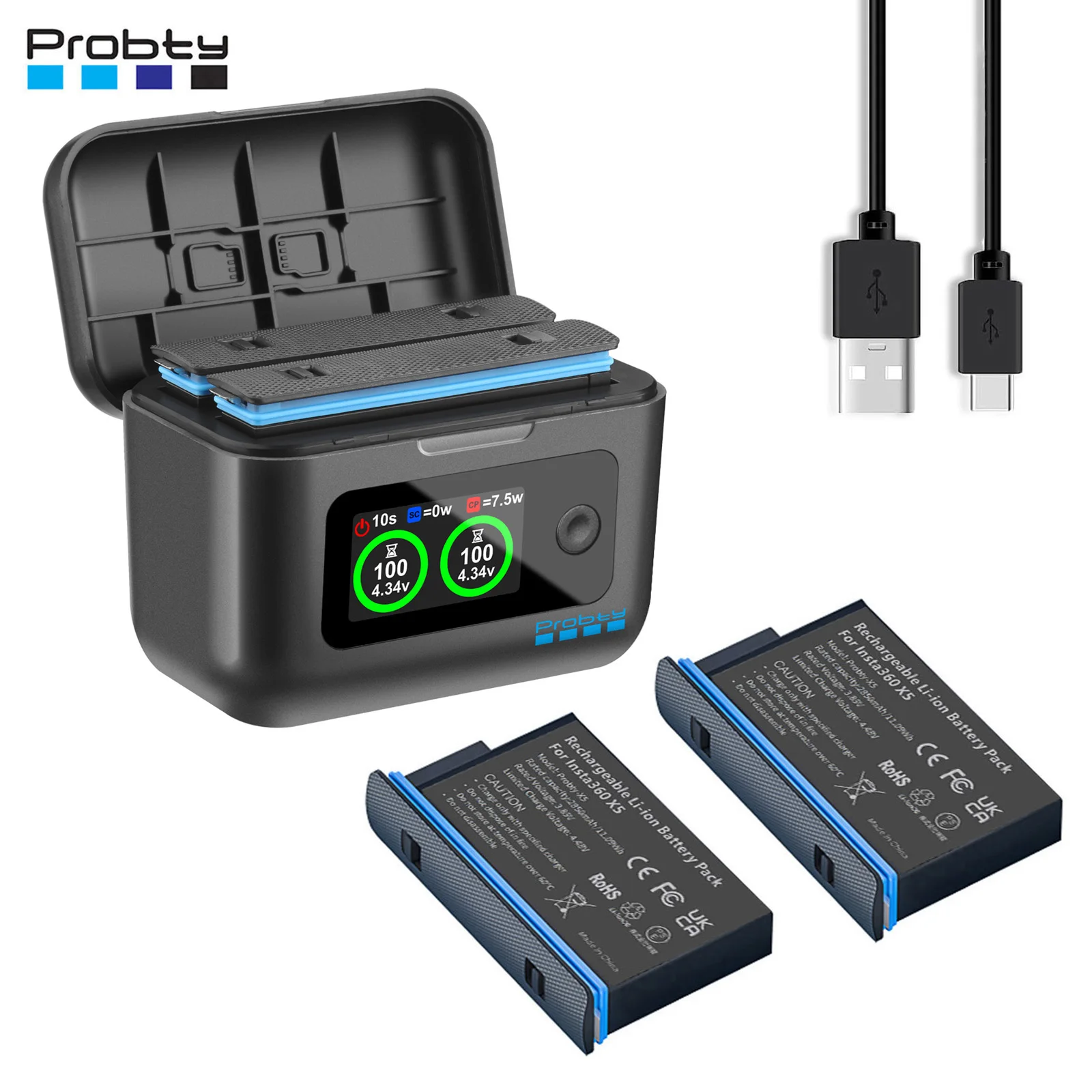 

Для Insta360 X5 аккумулятор 2850 мАч и концентратор быстрого зарядного устройства, аксессуары для питания Insta 360 ONE X 5