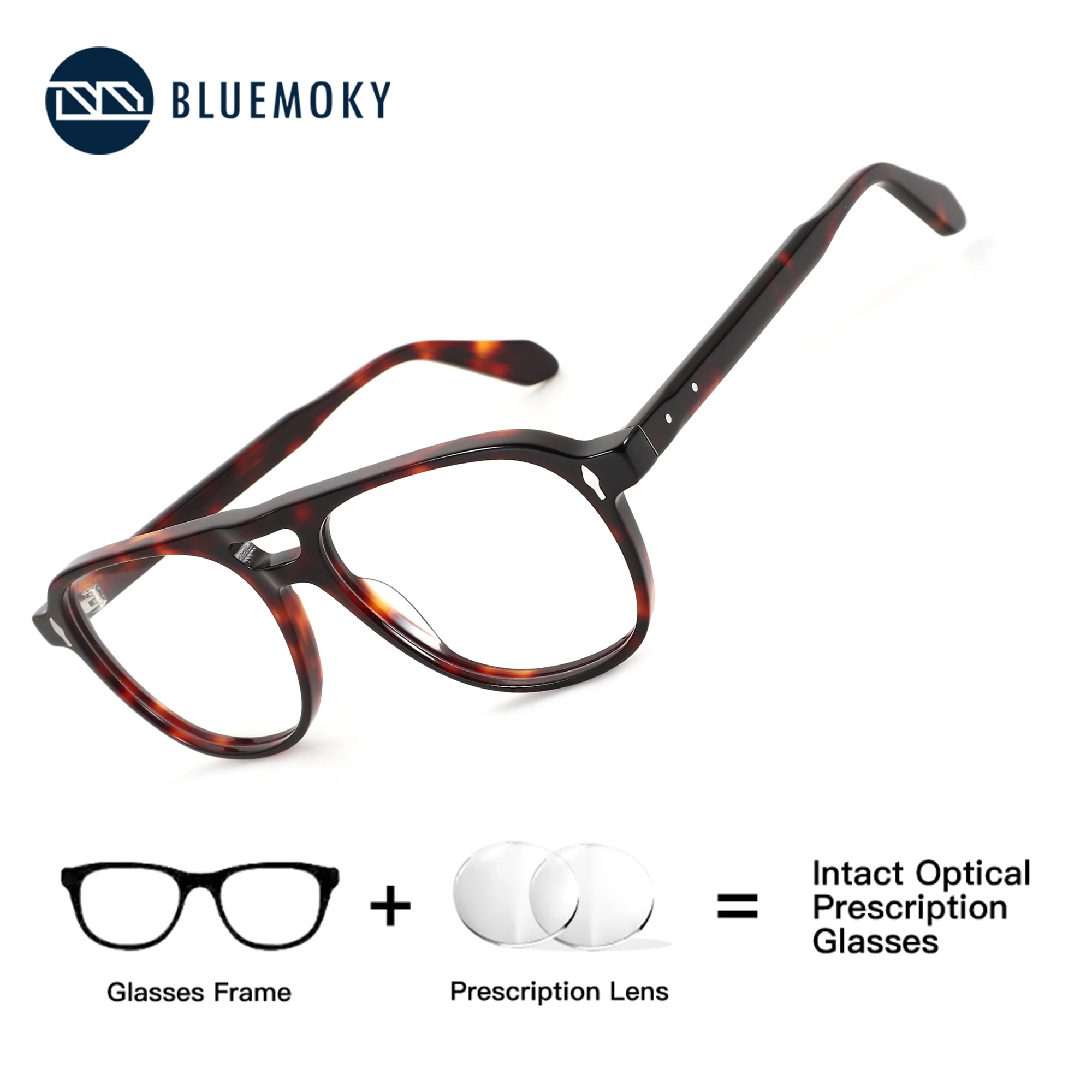 BLUEMOKY Pilot Glasses To Graduate For Men Acetate Photochromic Anti Blue Light Optical Frames Modern Eyeglasses
