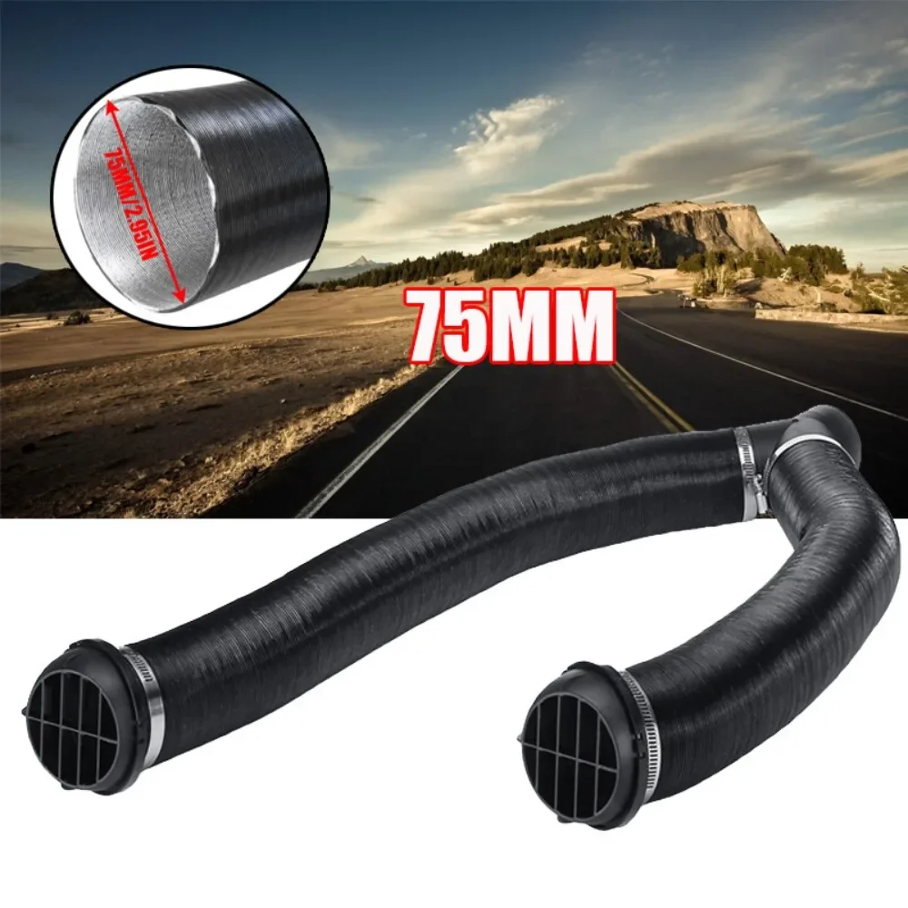 Kit de conduits d’air chaud rétractables et durables de 75 mm pour voitures, comprenant l’ensemble complet de la ventilation, y compris un raccord en T et des fixations pour le tuyau. Accessoire pratique pour la distribution de l’air, idéal pour les travaux de rénovation des systèmes de chauffage, ventilation et climatisation des véhicules.