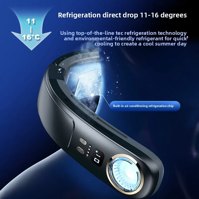 반도체 냉각 목걸이 팬 스마트 디지털 디스플레이 소형 에어컨 미니 USB 팬 충전 무음 냉각 원더