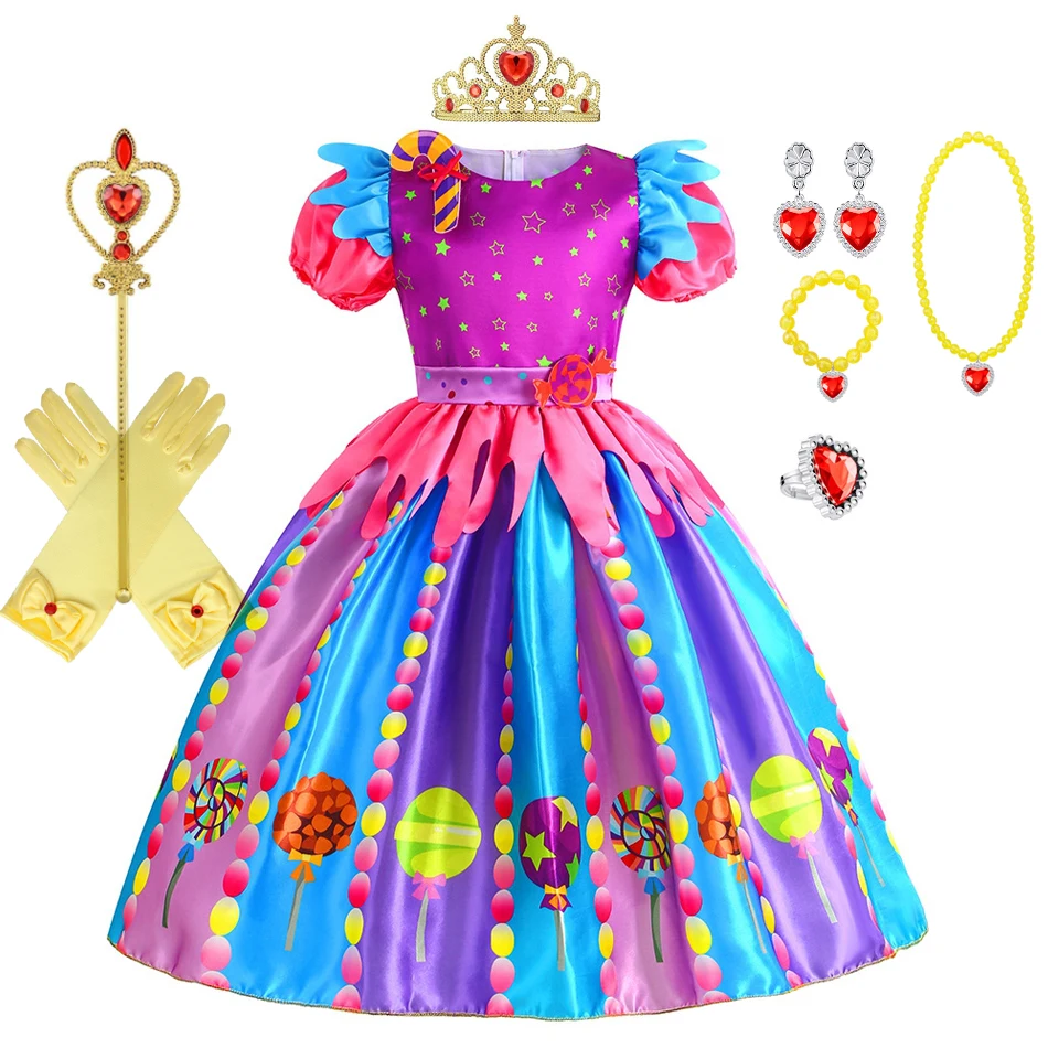 Robe de Noël pour bébés filles, costume de bonbons arc-en-ciel, robe tutu, robe de princesse sucette pour enfants, vêtements de fête d'anniversaire