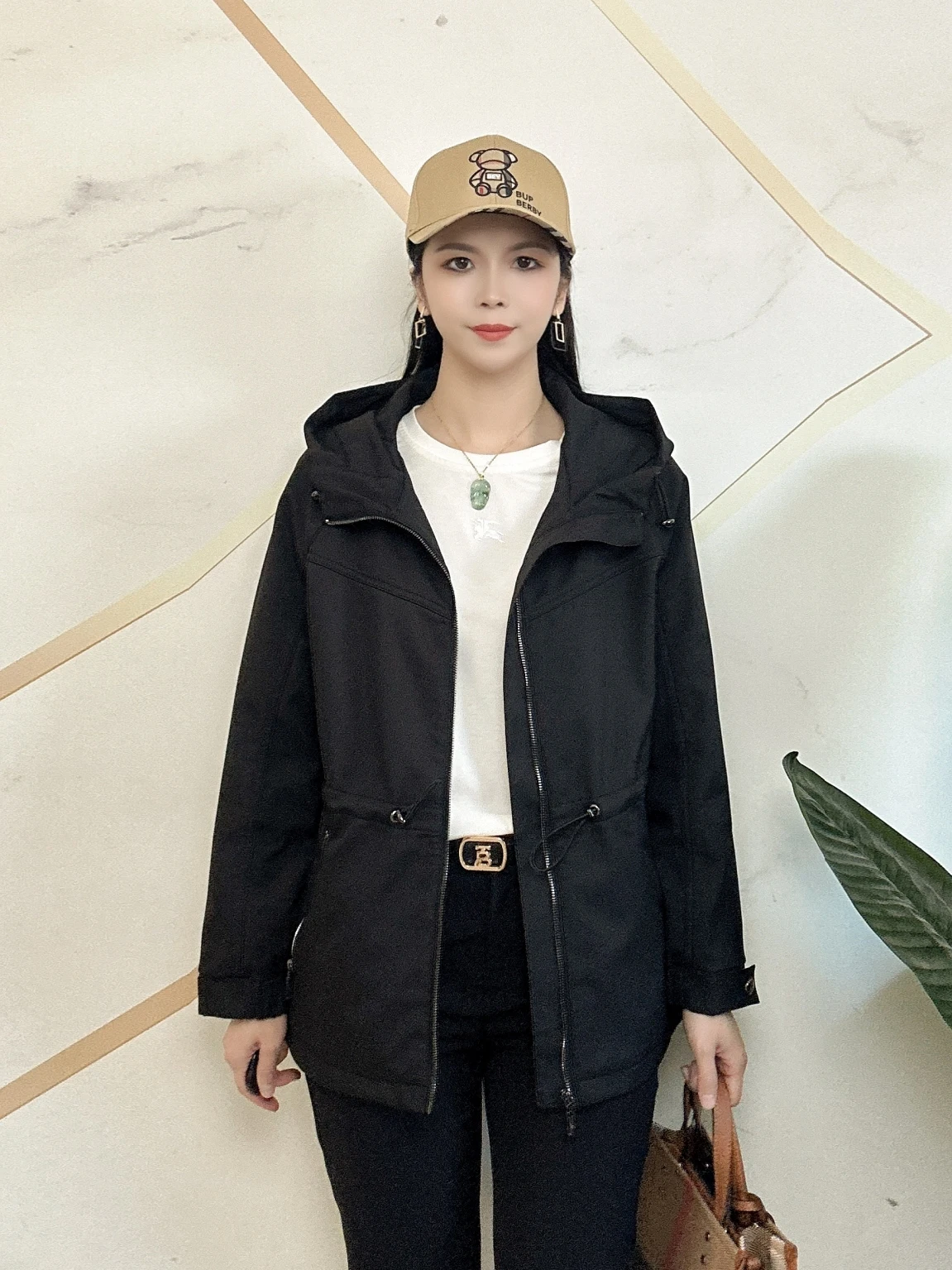 Briti Sle Damen-Jacke mit Fleecefutter und Kapuze, warmer, vielseitiger, übergroßer Mantel, modische Winter-Oberbekleidung, bereit für den Arbeitsweg