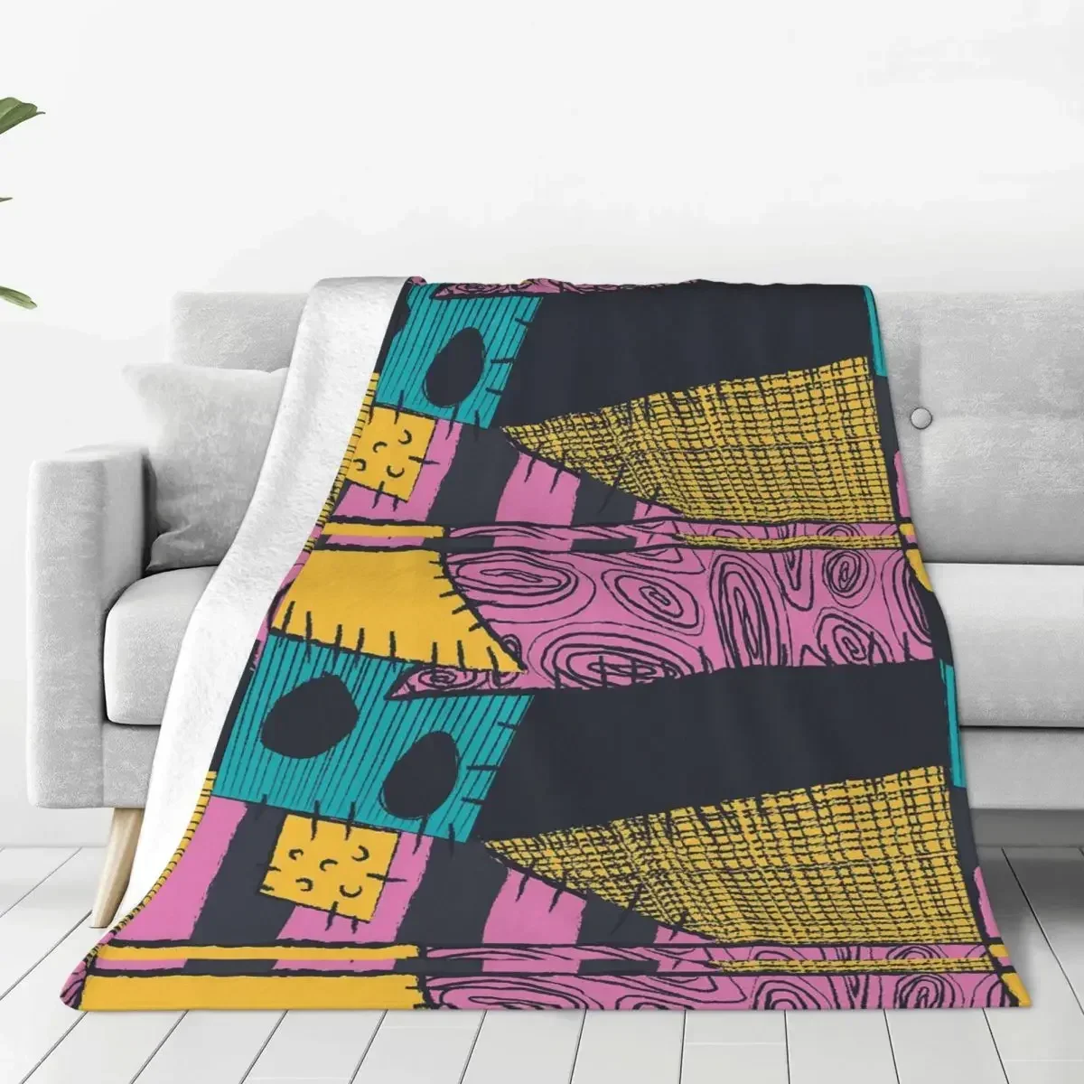 

Nightmare Sewn Pattern Blanket Cover Fleece Nightmare Before Christmas Super Warm Throw Blanket for Car Sofa Couch Bedroom Quilt