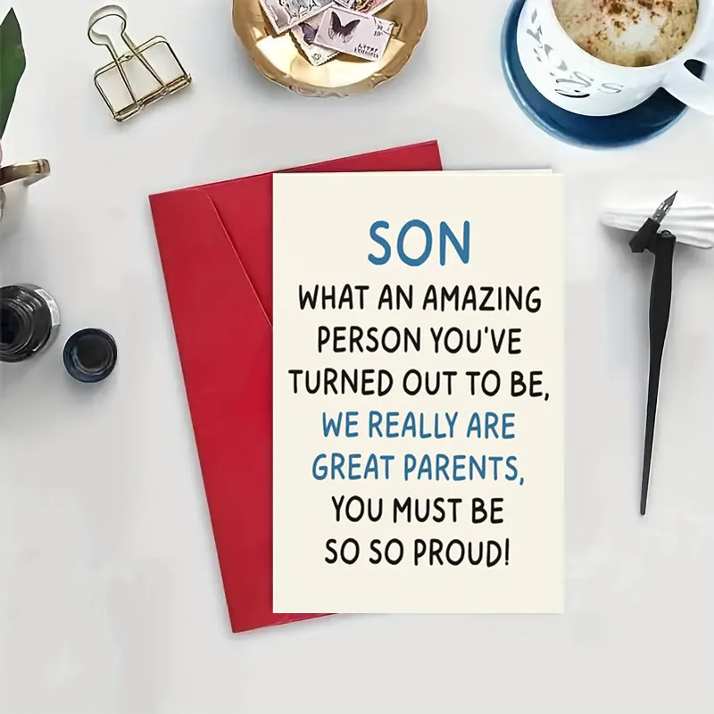 1PC To My Son Birthday Card From Mom Or Dad Funny Gifts For Grown Adult Son 16th, 18th, 30th Greeting Cards For Son Men