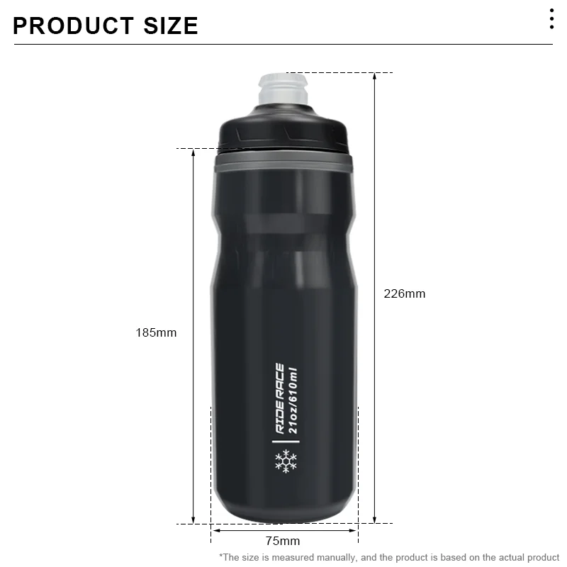Fahrrad-Wasserflasche, 610 ml, aus PP5-Kunststoff, für Outdoor-Aktivitäten wie Laufen, Klettern und Sport, mit Quetschgriff, Fahrrad-Wasserbecher, tragbare Fahrradzubehör. – Detail 2