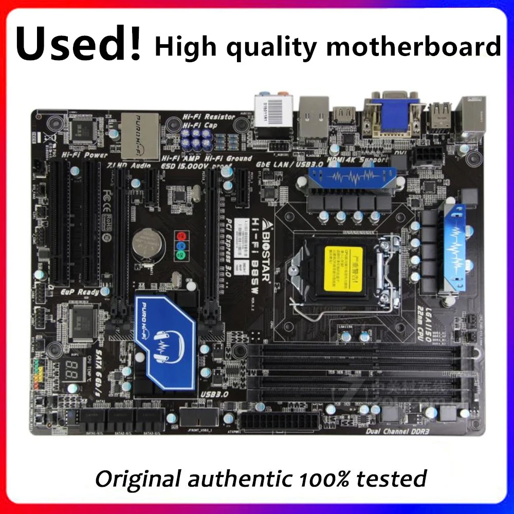 

Used For Biostar Hi-Fi B85W Desktop Motherboard B85 LGA 1150 CPU SATA3 USB3.0 Original Desktop Used Mainboard