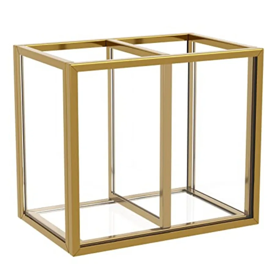 

Gold Acrylic Pen Holder for Desk, Clear Pencil Cup Organizer Makeup Brush Holder, Acrylic Desk Organizers and Accessories for D