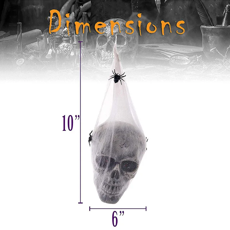 Halloween Decorations Outdoor, Hanging LED Skull In Cocoon With Fake Spider, Halloween Decorations For Tree Lawn Party Home
