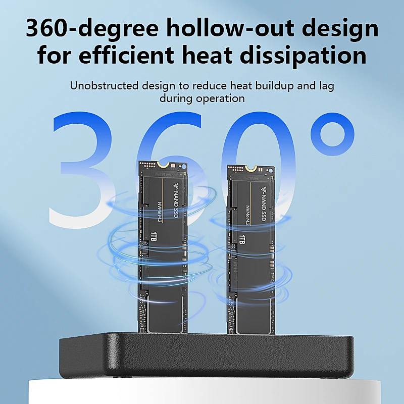 Blueendless Dual-Bay M.2 NVME SSD Clone Docking Station 20Gbps USB3.2 USB C Type C OFFline Cloner Duplicator NVme PCIE Behuizing