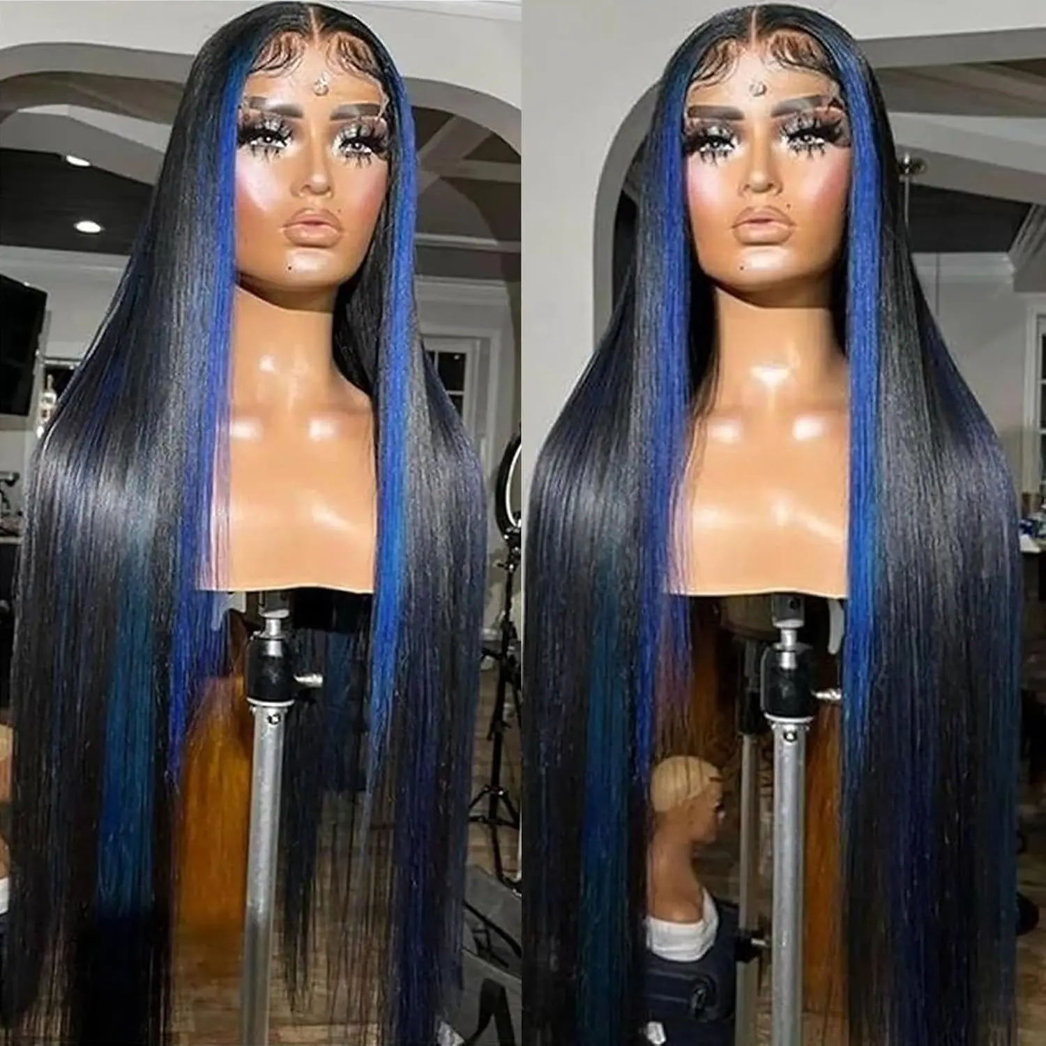 WeirdGoth 13*4 Lace Front White Synthetic Wig Long Straight Cosplay Halloween Hair Wig