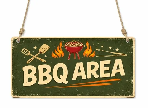 1x BBQ Area Outdoor Garden Metal Hanging Sign/Plaque Gift  cpt28 --Tin Sign