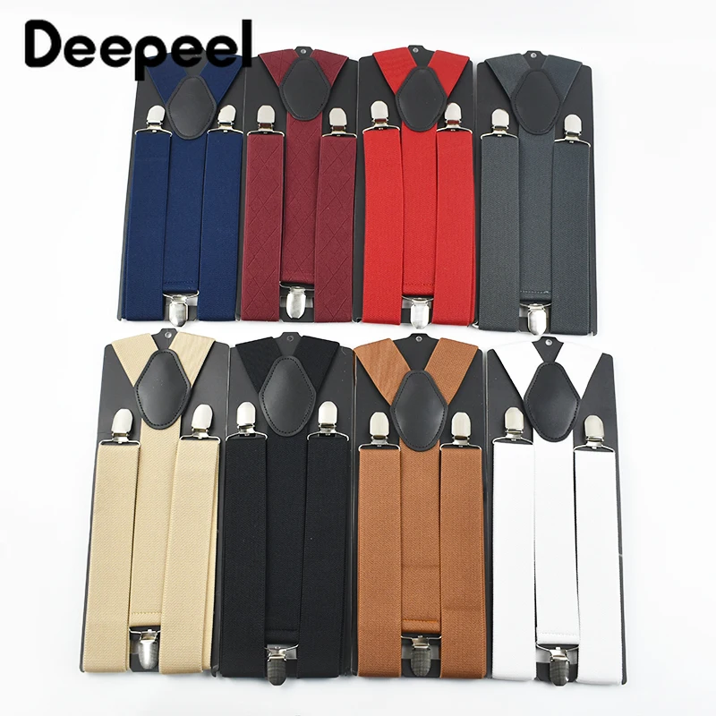 Deepeel 3.5*120cm New Men Suspenders High Elastic Braces Adjustable 3 Clip Metal Buckle Shirt Suspender Wedding Suit Accessories
