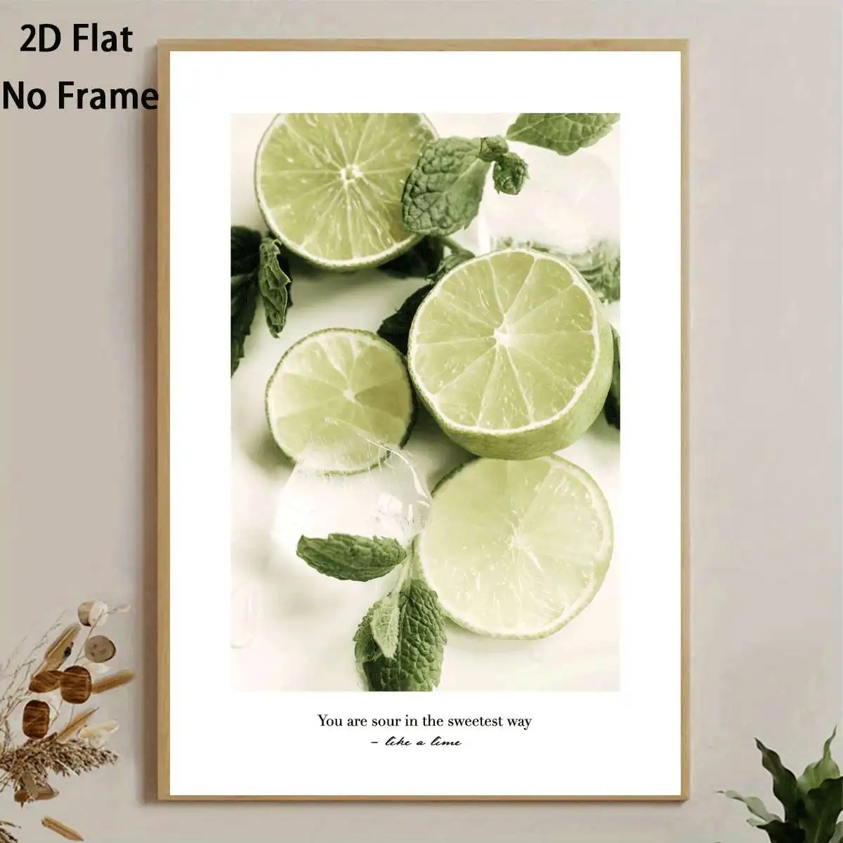 2D Flat, 2D Flat, 1pc 2D Flat Prints Featuring Lime And Mint Art Posters in a Minimalist Style, These Unframed Canvas Prints