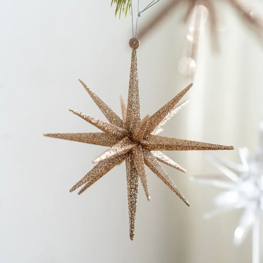 Pendurado árvore de natal estrela pingente fontes de festa explodindo estrela ornamento de natal adereços fotográficos transparentes