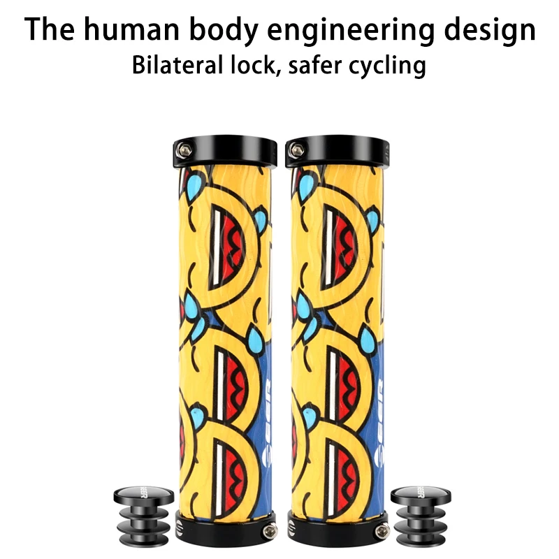 SEER MTB دراجة المقود سيليكون غطاء القبضات المضادة للانزلاق للصدمات قفل مزدوج غطاء مقبض الدراجة مع المكونات أجزاء الدراجات