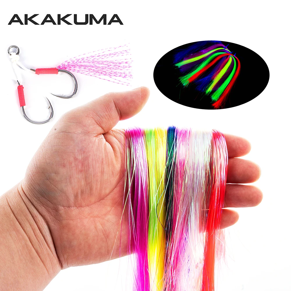Leuchtendes Holographisches Flashabou Tinsel 34cm UV-Reaktives Jig-Assist-Haken-Bindematerial für Angelköder-Dekoration
