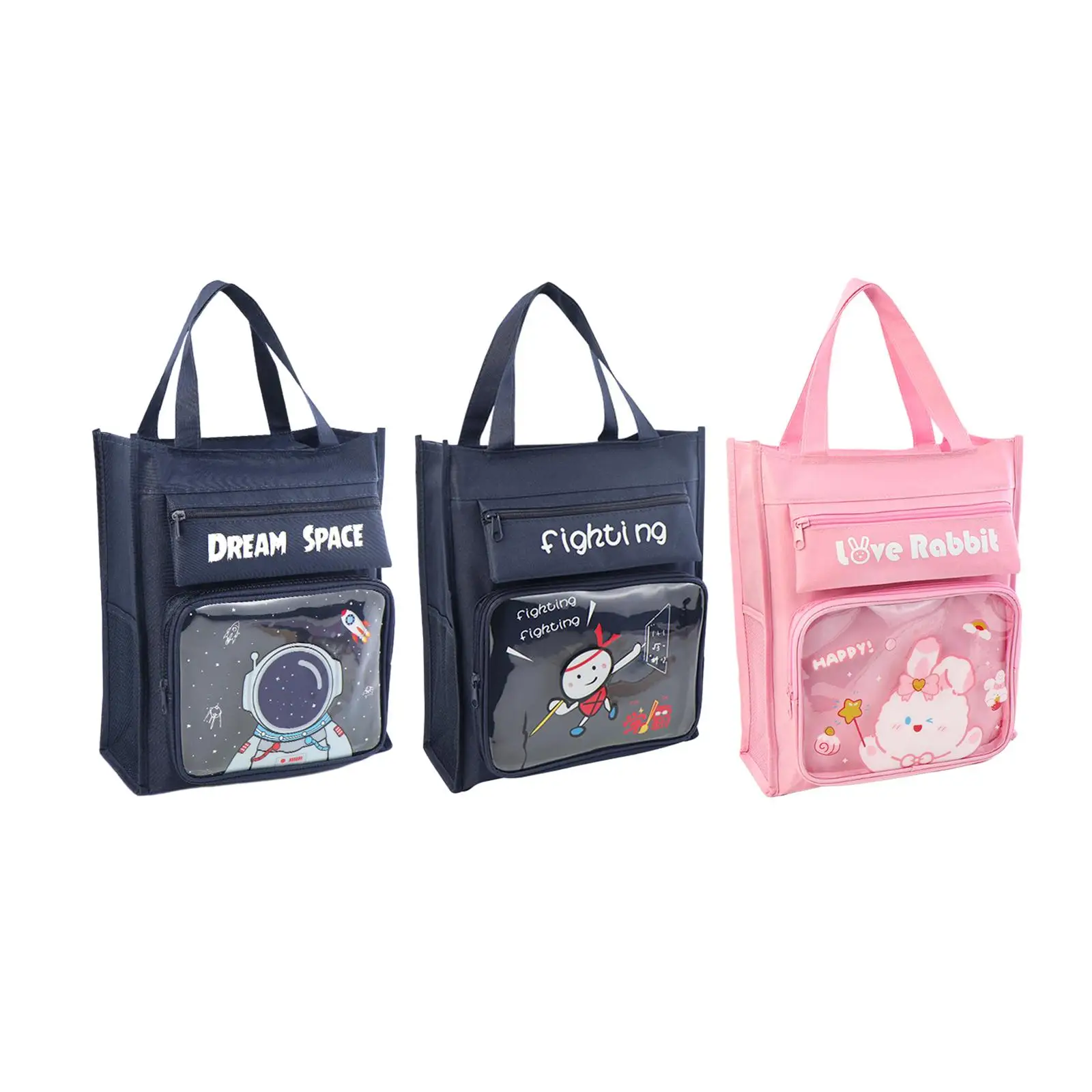 Kids Tote Bag Cute with Pocket Oxford Cloth Book Bag for Book