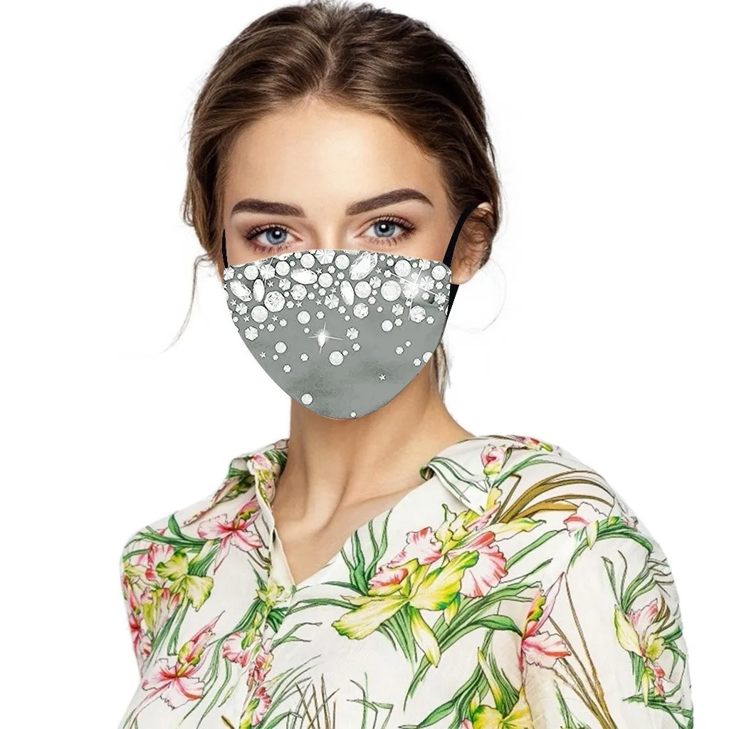 Comfortable Cotton Protective Reusable Washable Mask Luxury Women'S Rhinestone Breathable Mask Outdoors Dust Fitted Mask