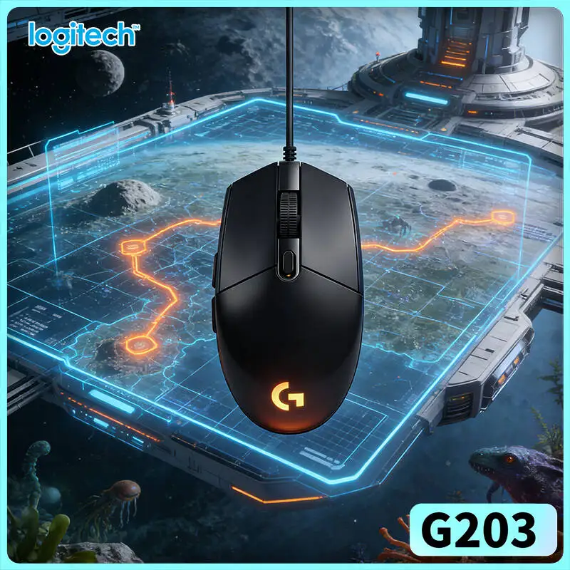 Logitech G203 Prodigy Wired Gaming Mouse 200-8000 DPI RGB Lighting 6 Buttons On-Board Memory 1ms Response Accurate Fit