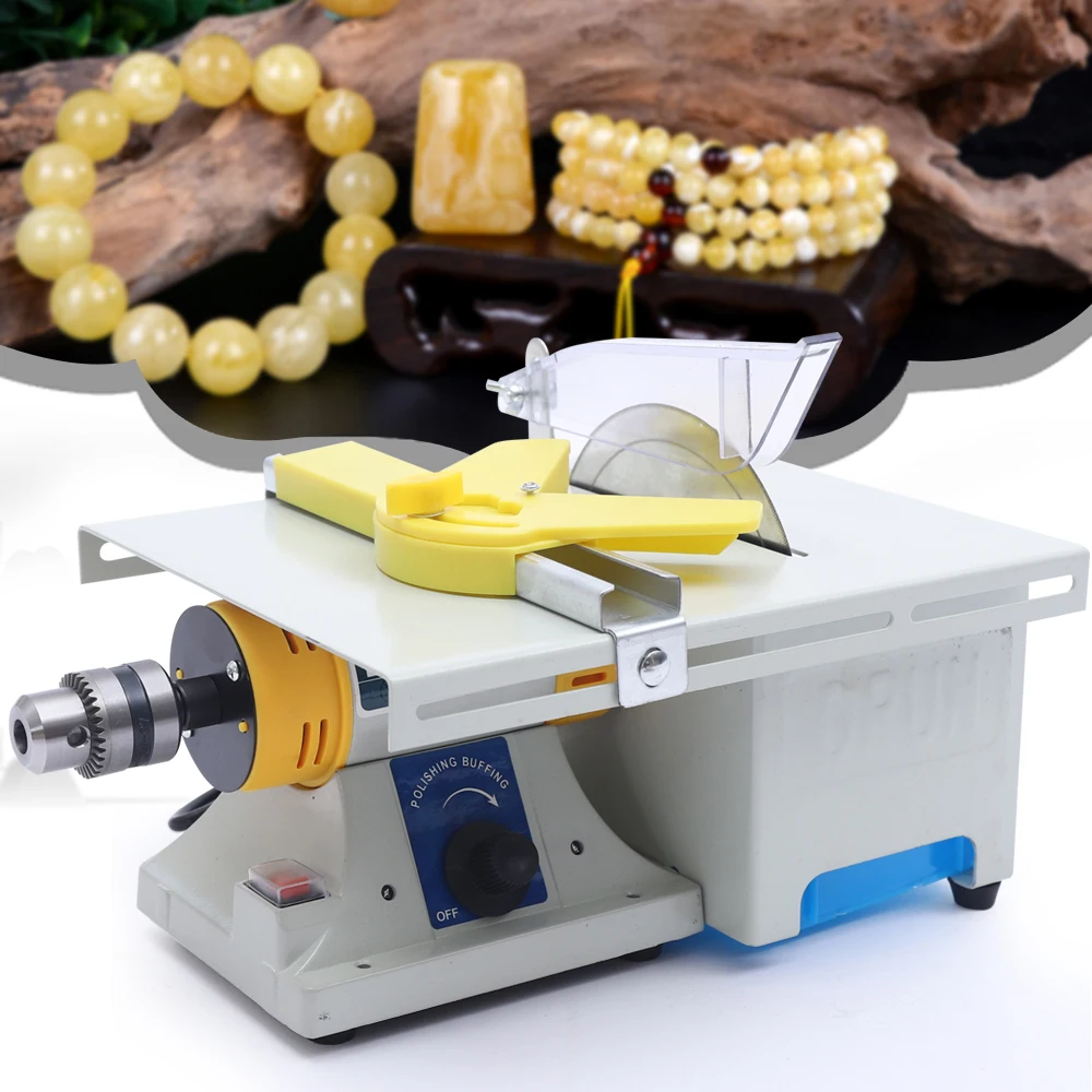 Mini Table Saw 110V 750W Portable Polisher Machine Polisher Tool Kit for Jewelry 0-10000r/min