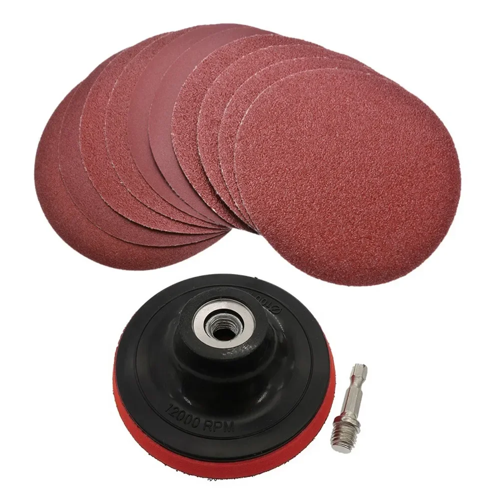 10Pcs 100mm Sanding Disc 60-240 Grit Sandpaper Buffing Wheel Hook And Loop Backing Pads For Electric Drill Grinder Rotary Tools