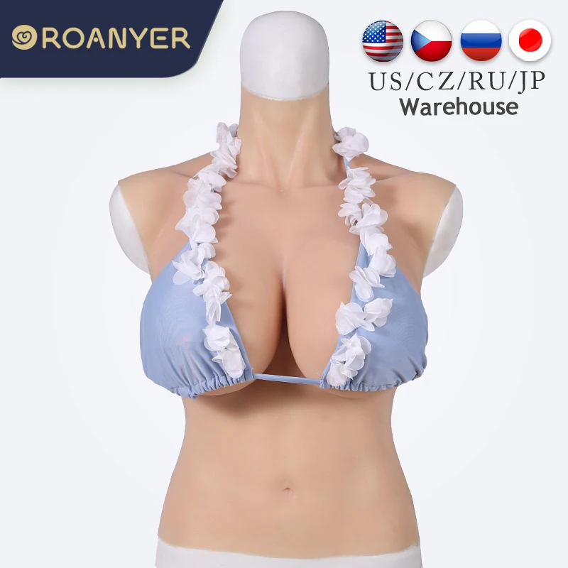 ROANYER Transgender Silicone Fake Breast forms For Crossdresser Boobs Male To Female Cosplay Long Version C G H Cup Drag Queen