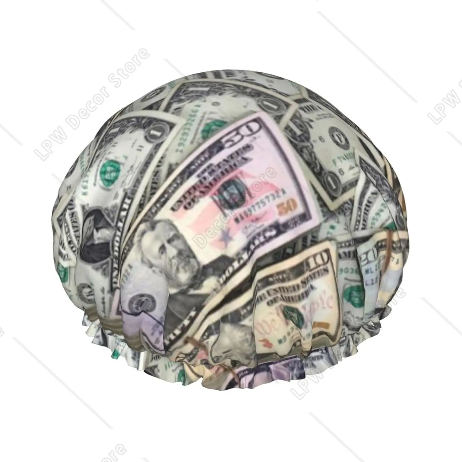 

Женская многоразовая шапочка для душа с принтом долларов, двухслойная, водонепроницаемая, с эластичной резинкой, для ванной, с эластичным краем