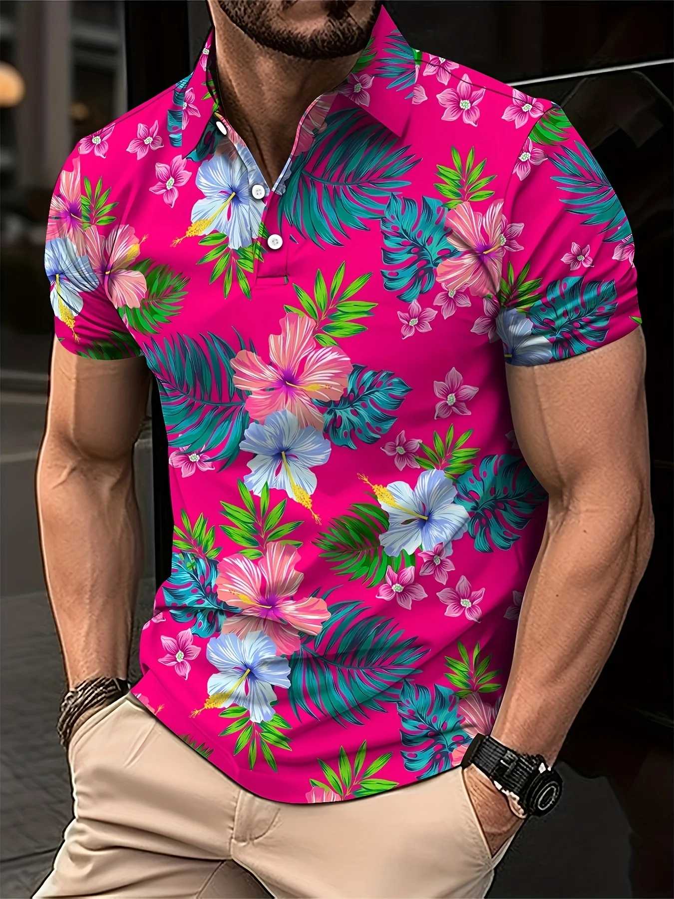 Men's Tropical Floral Short Sleeve Golf Shirt Polo Shirt Collared Shirt Business Casual Tops Outdoor 3D Print Street Polo shirt