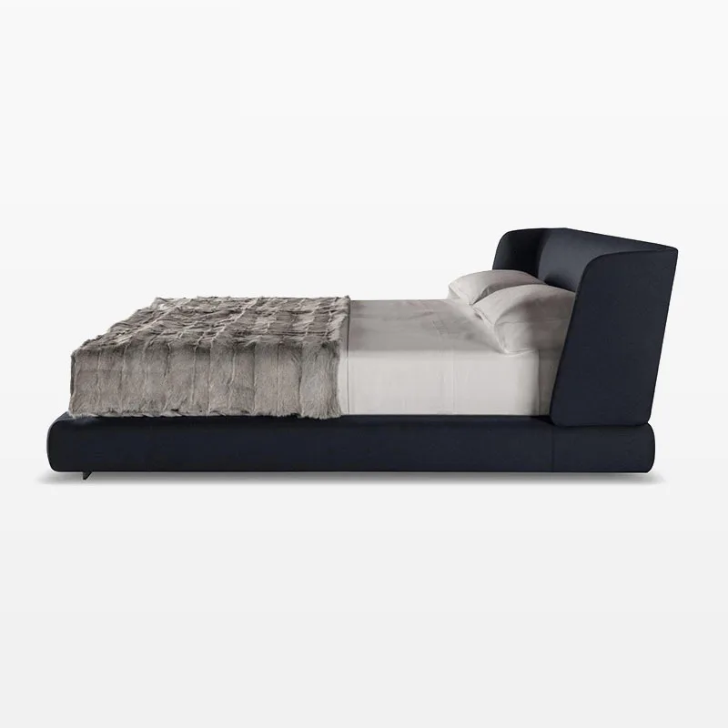 Italian minimalist cotton and linen fabric bed Modern master bedroom soft bed 1.8 meters large flat double bed