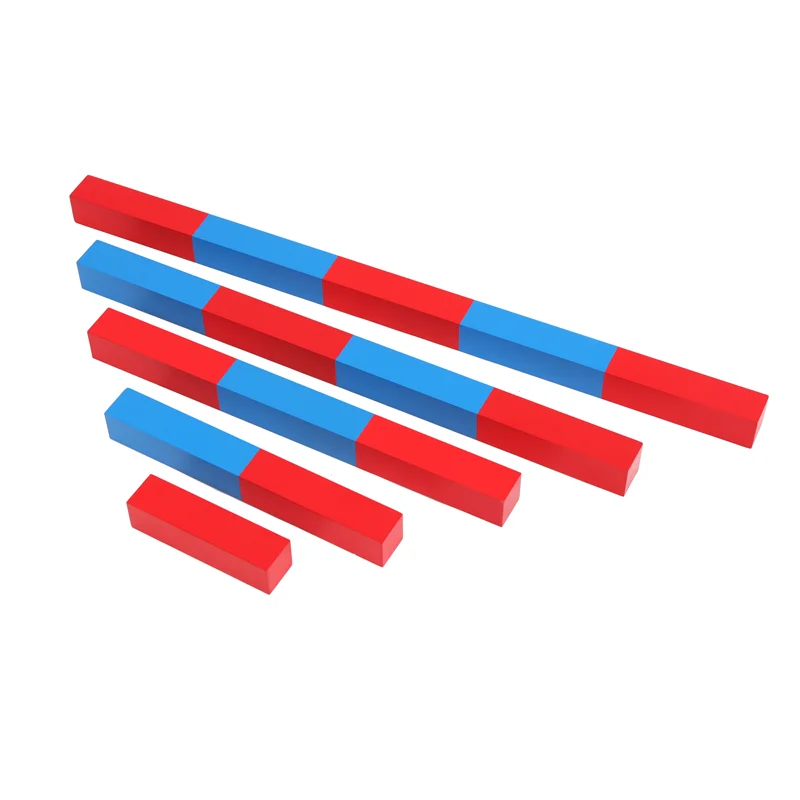 Montessori Rot Blau Numerische Stäbe 5 Stufen 10–50 cm Zahlenblöcke Mathe Pädagogisches Lernspielzeug für Kleinkinder Sensorisches Spielzeug