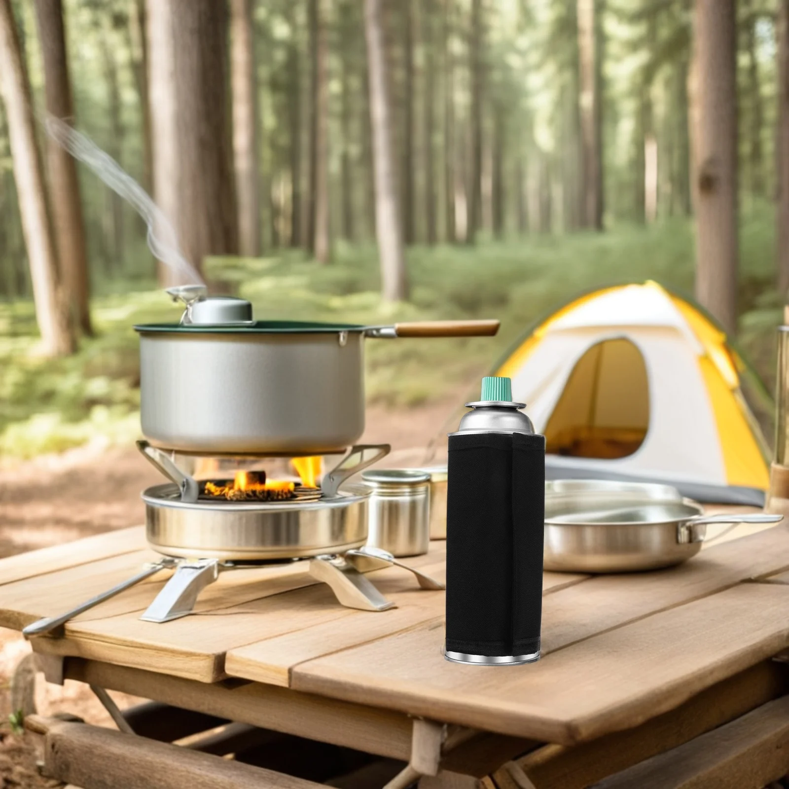 

Impact Resistant Outdoor Gas Tank Cover Non Slip Protective Case Hanging Loop Quick Open Closure Weatherproof for Camping