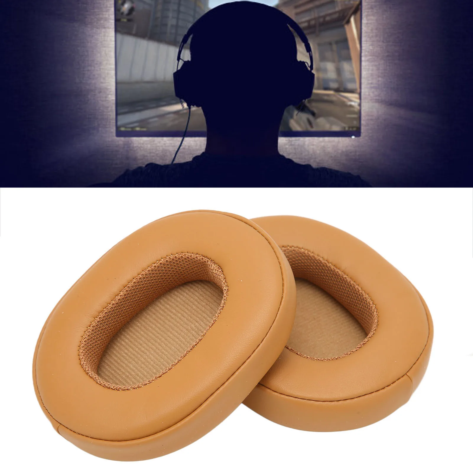 Almofadas para fones de ouvido, almofadas de couro proteico, peças de reparo, forte durabilidade, substituição de almofadas para ouvir música