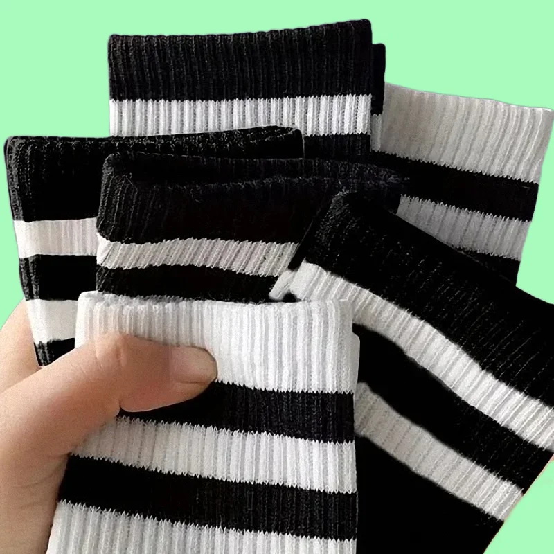 6/12 Pairs Breathable Round Neck Socks Mid Tube Socks Spring Autumn Simple Women's Striped Socks High Quality Men's Cotton Socks