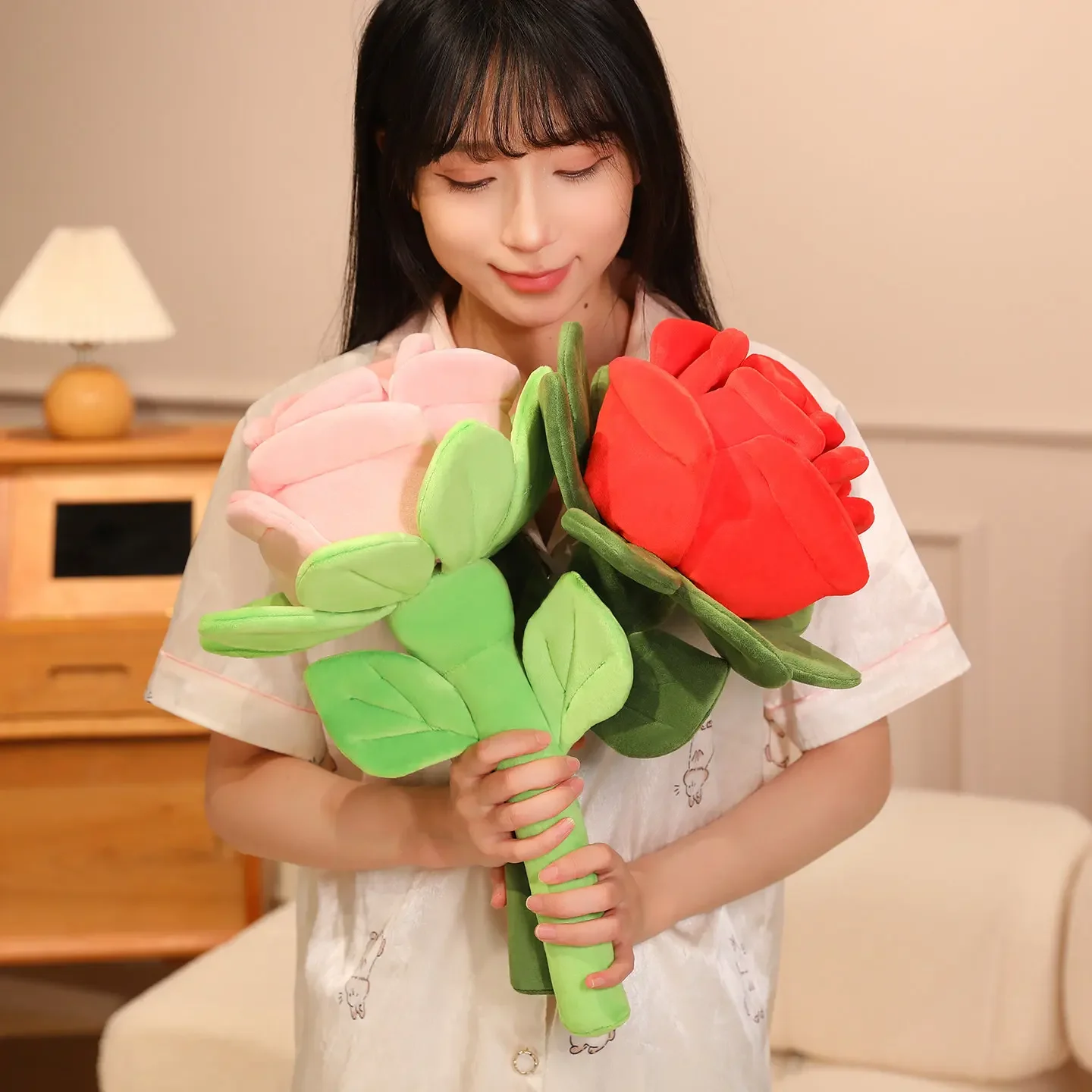 فروع الورد الرومانسية ألعاب من القطيفة لينة محشوة كبيرة الحجم ألعاب الورد مضحك لعبة الدعائم ديكور زفاف جميل هدية حلوة للفتيات