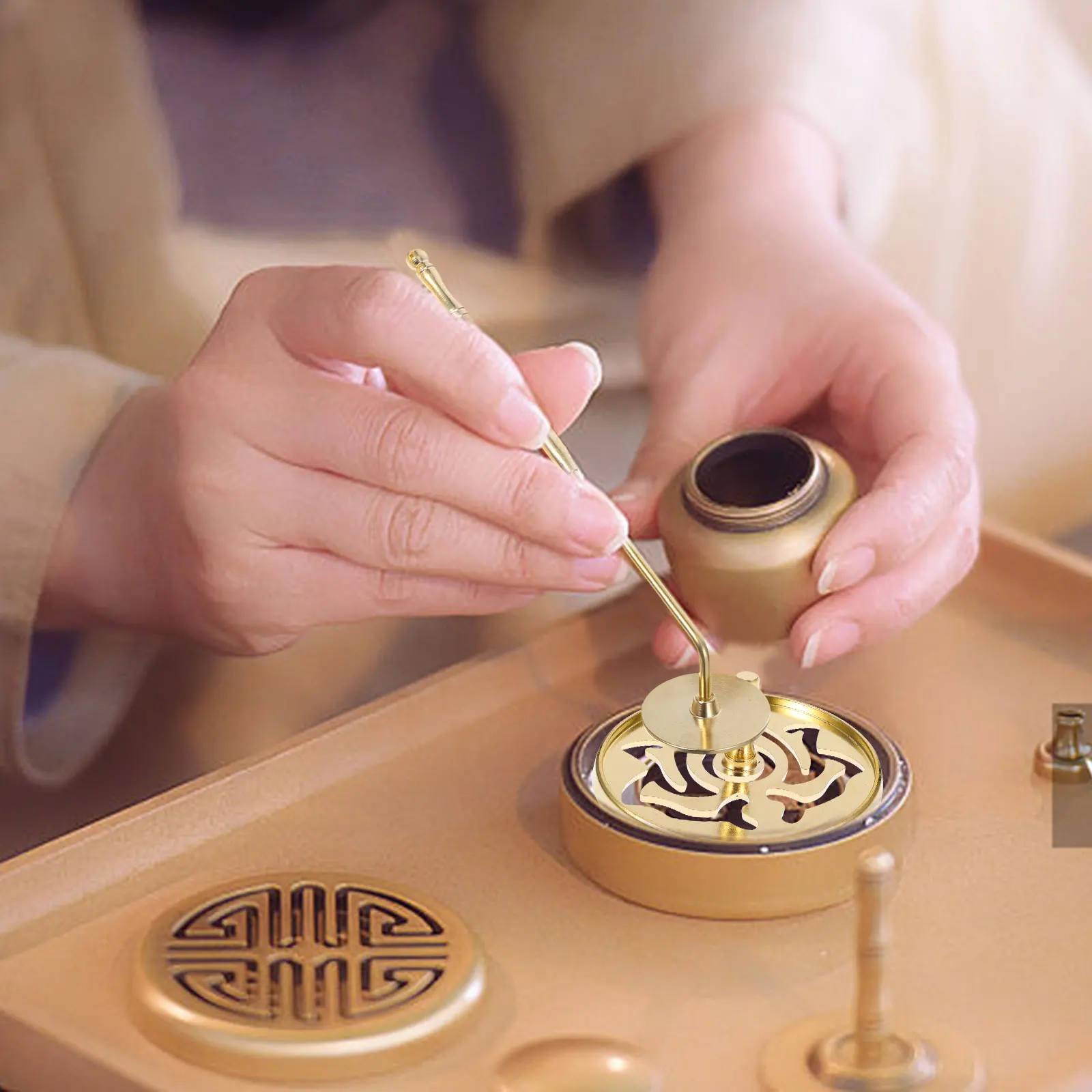 

1 комплект, 1 комплект, набор порошковых горелок, латунные инструменты для изготовления благовоний, противоскользящая ручка, компактная медная форма для благовоний премиум-класса