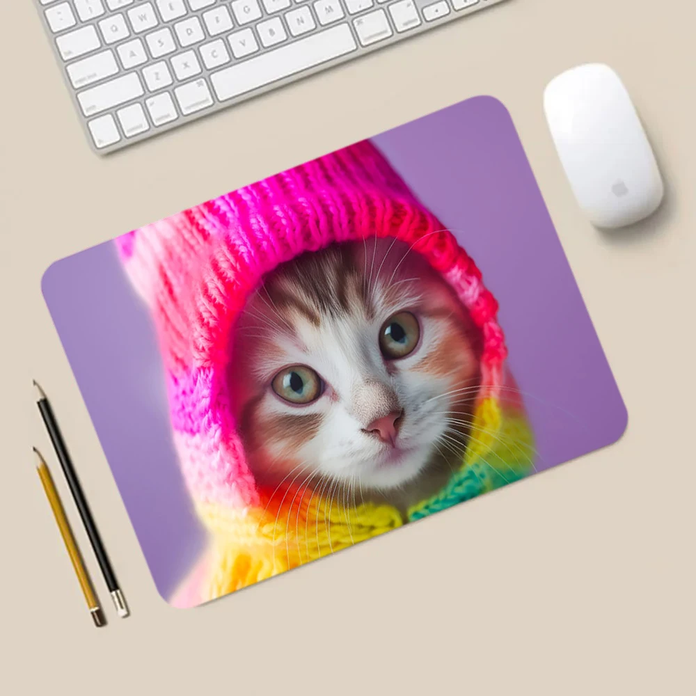 Colorful Cat Waterproof Small mousepads Computer Laptop Table Carpet Gaming Keyboard Pad Home/Office Non-Slip Rubber PC Desk Mat