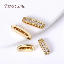 2/3 Holes Oval Separators For Beads 18K Gold Plated Inlaid Zircon Beads Separators Jewelry Making Supplies DIY Beading Jewellery