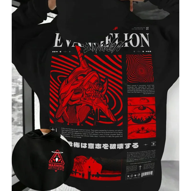 

Толстовки с принтом аниме Eva, женские толстовки, готические топы Y2k, винтажная одежда в стиле гранж, толстовка большого размера, Harajuku, готическая уличная одежда