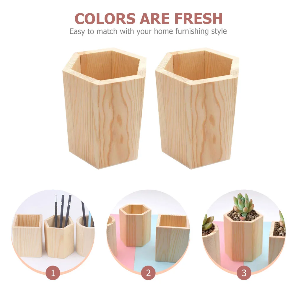 2 Pcs Office Storage Cabinet Pine Pen Holder Wood Pencil Holders Gel Container Penholder 1000X800X800CM Brush Child Travel