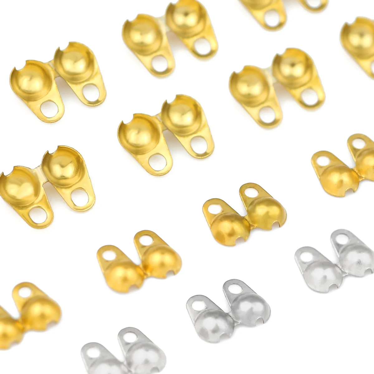 10/100 pz Connettore Chiusura Raccordo Catena A Sfera In Acciaio Inox Calotte End Crimps Perline Connettore per Gioielli FAI DA TE Che Forniture