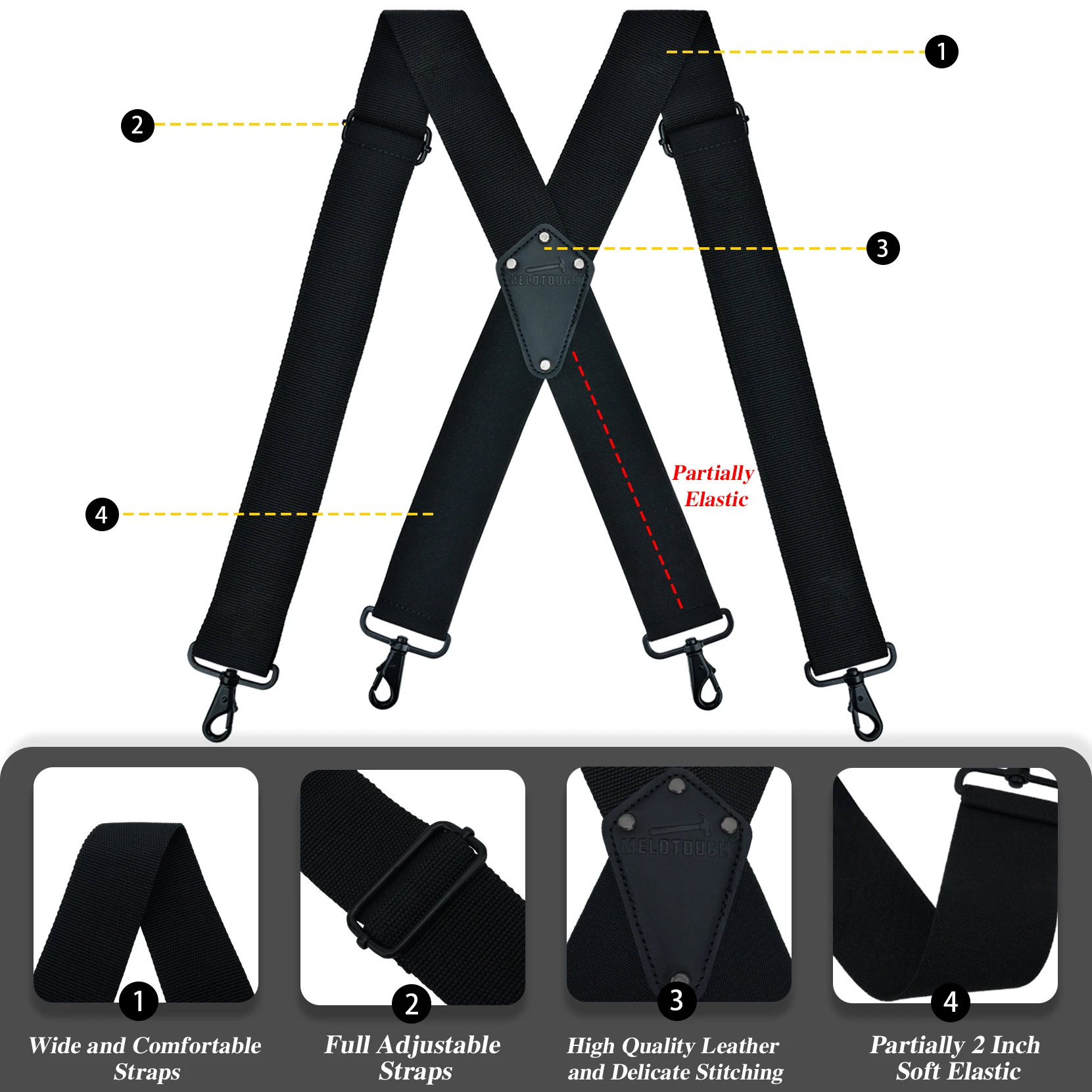 

Подтяжки MELOTOUGH для мужчин, промышленные подтяжки для джинсов, мужские подтяжки для больших и высоких людей, рабочие подтяжки 2 дюйма