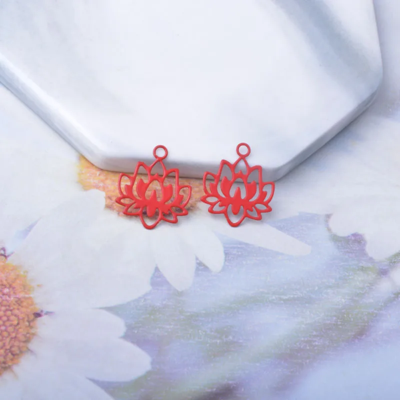 50 Stück AC14606 Messing Laser-geschnittene Dünne Lotus-Anhänger für DIY-Schmuck, Ohrringe und Halsketten – Detail 5