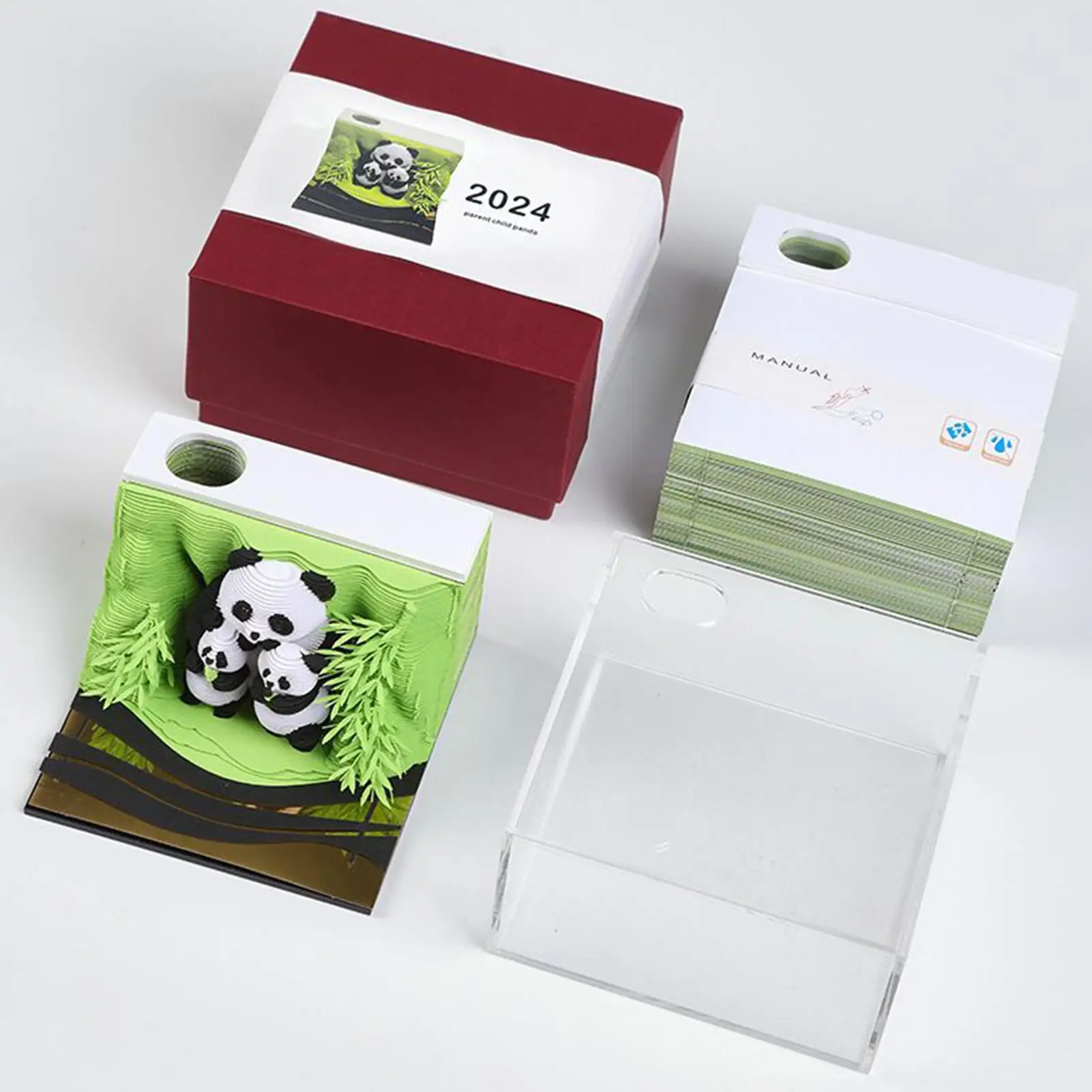 Kalender 3D 2026 Patung Kertas Panda 3D Notepad Dekoratif Memo Pad Lepas Tempel Untuk Meja Nakas Samping Tempat Tidur Sekolah Rumah Kantor