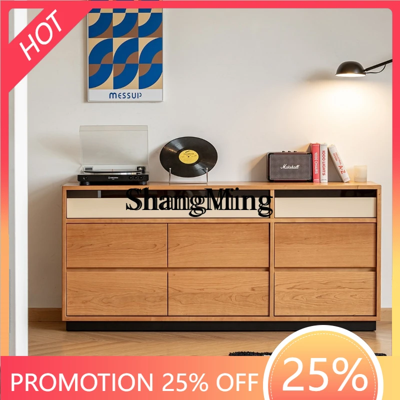 

SM solid wood retro style home bedroom living room locker cherry wood storage locker