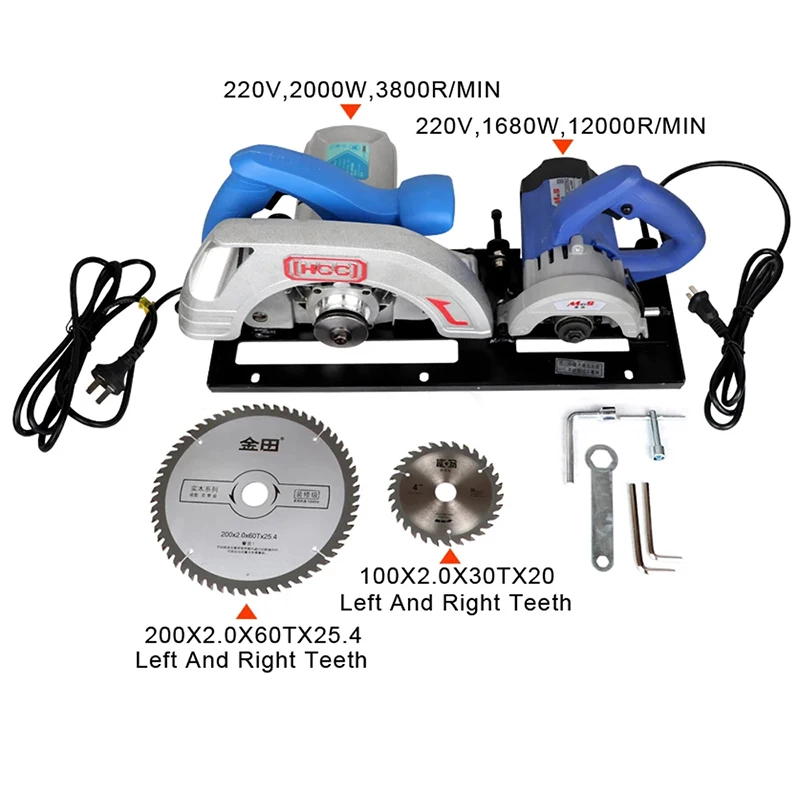 Wood Precision Table Panel Saw With Main Saw and Scoring Saw Blade 3000W Woodworking for MDF Professional Wood Cutting Equipment