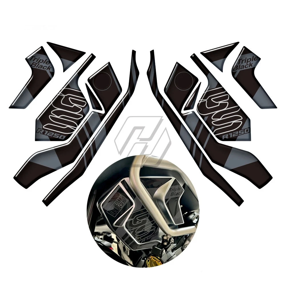 Protetor de radiador para motocicletas, resina 3D, preto triplo, BMW R1250GS Adventure, 40 anos, 2019-2023