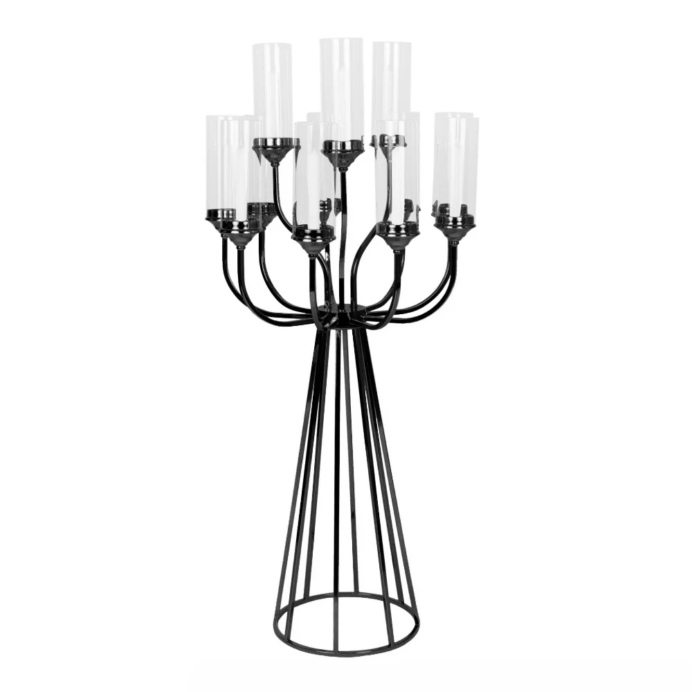 

Exquisite 48" Tall 12-Arm Black Candle Holder Candelabra - Ideal for Wedding and Event Table Centerpiece