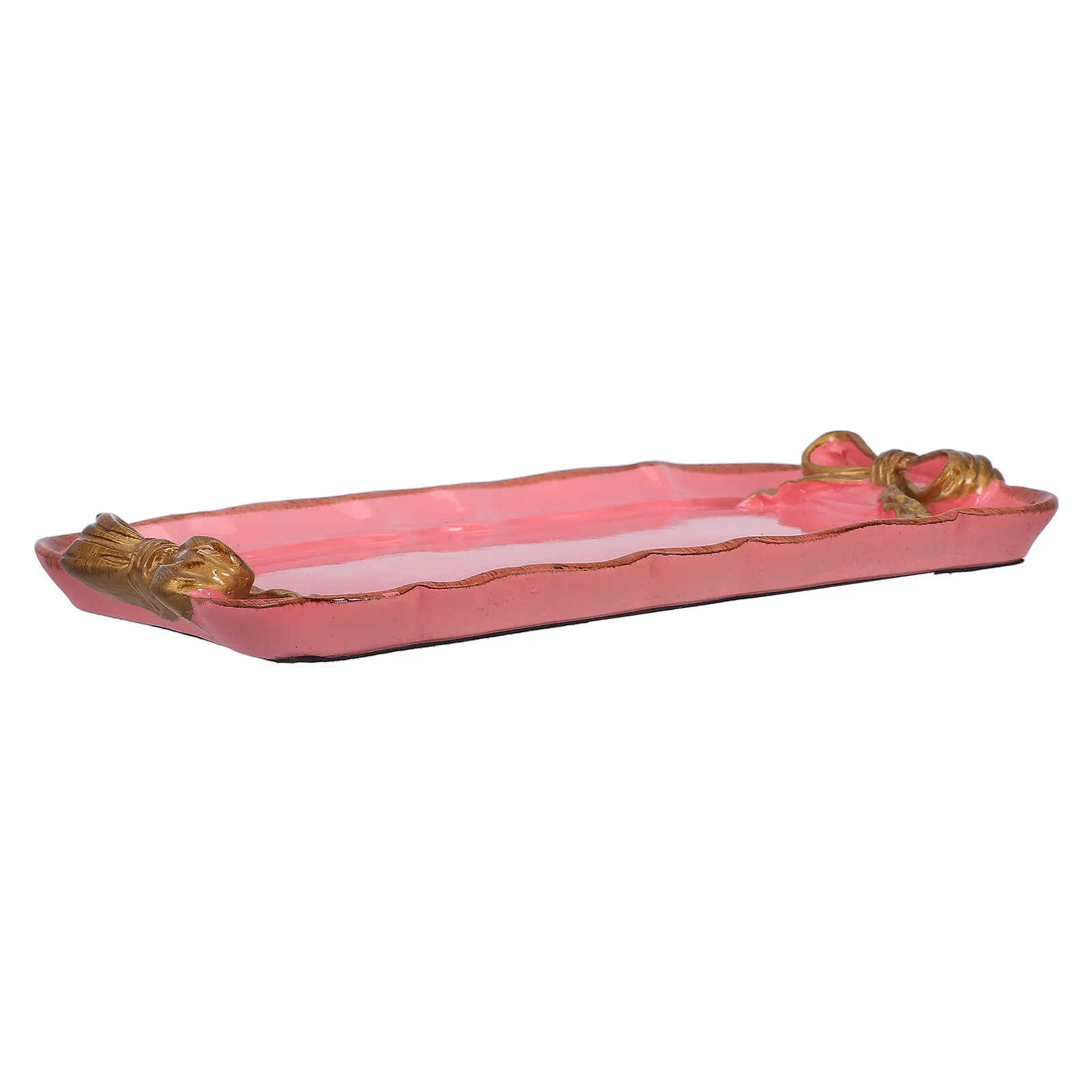 

Pink Bow Retro Dessert Tray Jewelry Dish for Cakes Snacks Hand Painted Macaron Color Resin Material Valentine Birthday Gifts