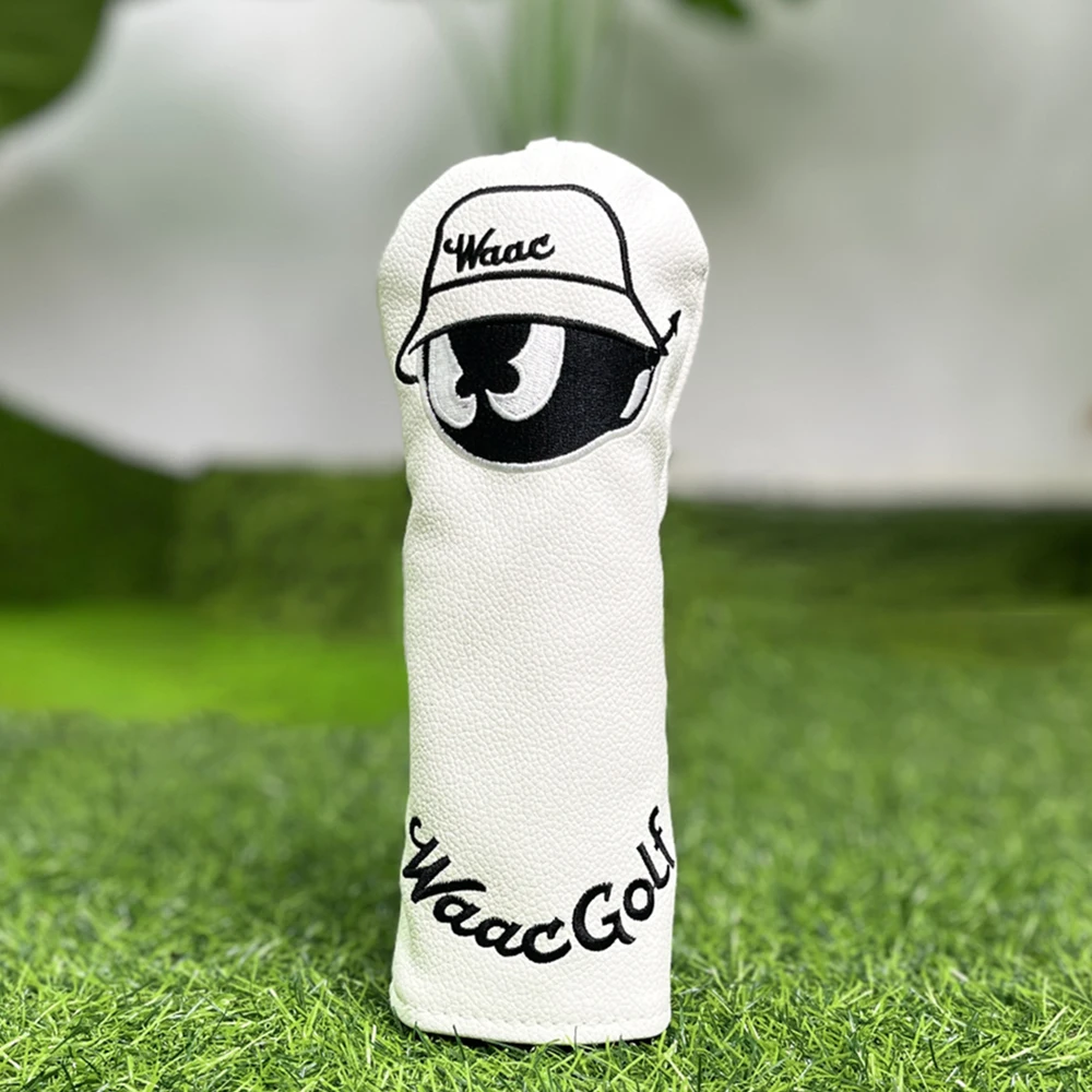 흰색 골프 클럽 보호 커버, 자수 패턴 디자인, 골프 액세서리, PU 소재, 골프 클럽을 더 잘 보호합니다.
